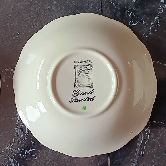 Rare Vintage Set of 3 Grindley Creampetal Hand Painted Fruit Dessert Bowls MCM - Picture 5 of 7